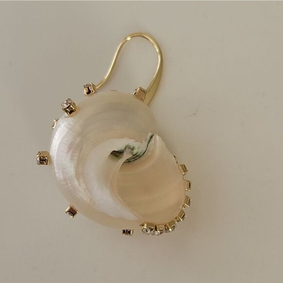 Baublebar Earrings Snail Shell Goldtone Crystal Earrings #538 - Picture 7 of 8